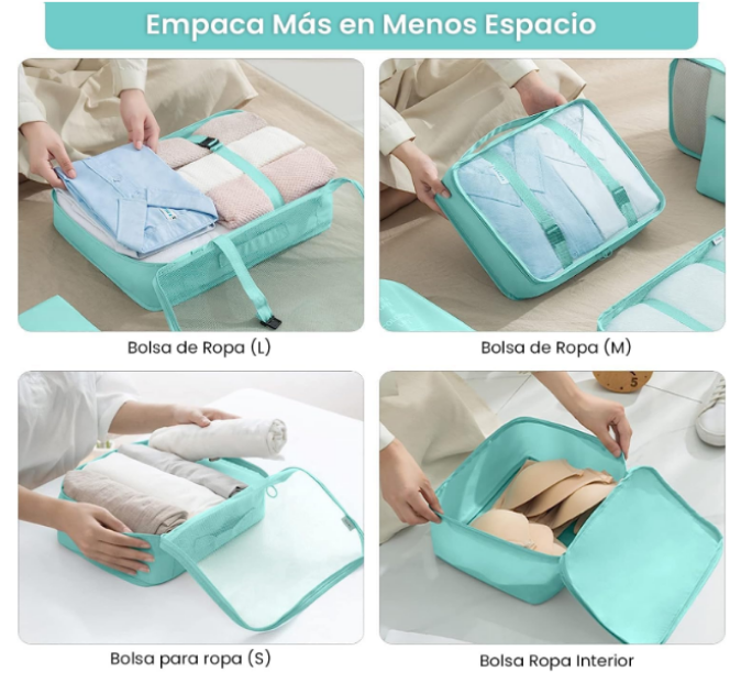 SET ORGANIZACIÓN  DE EQUIPAJE PREMIUM PARA VIAJEROS X 11 PIEZAS 👑